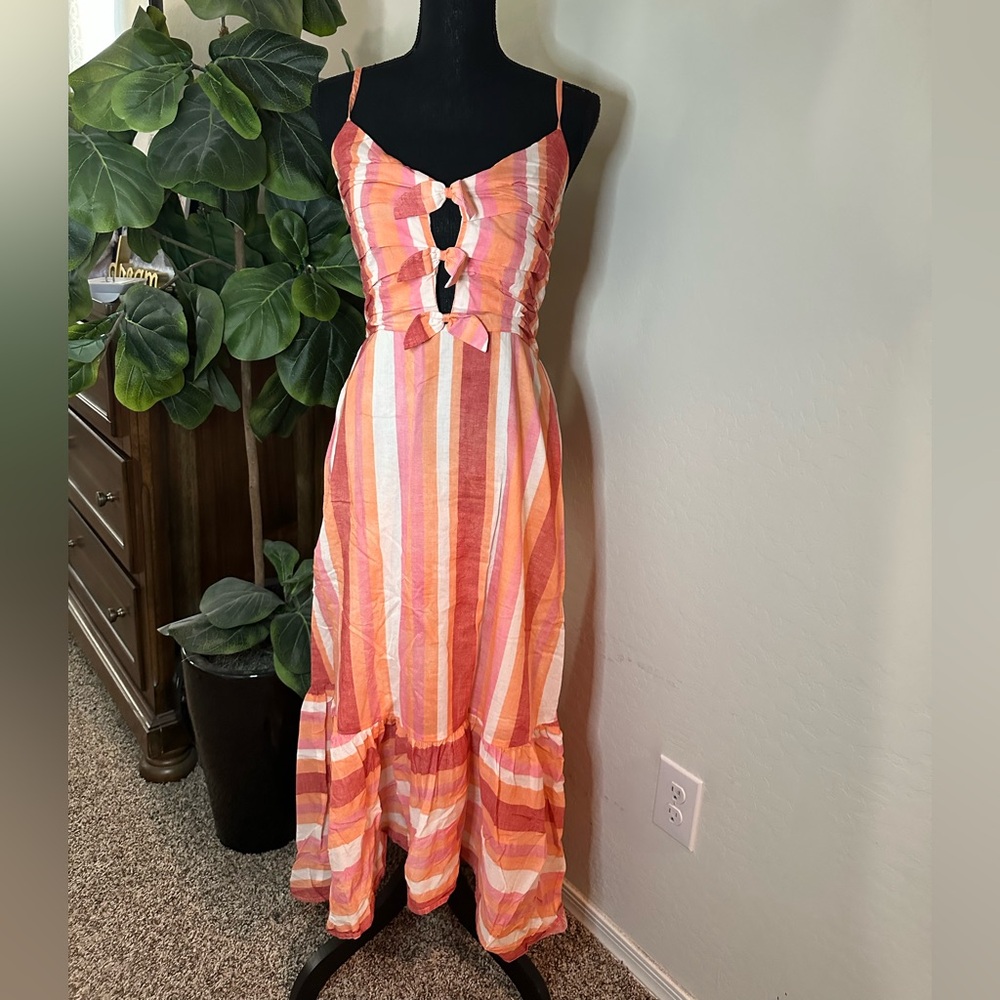 Striped Pink and Orange Maxi Dress